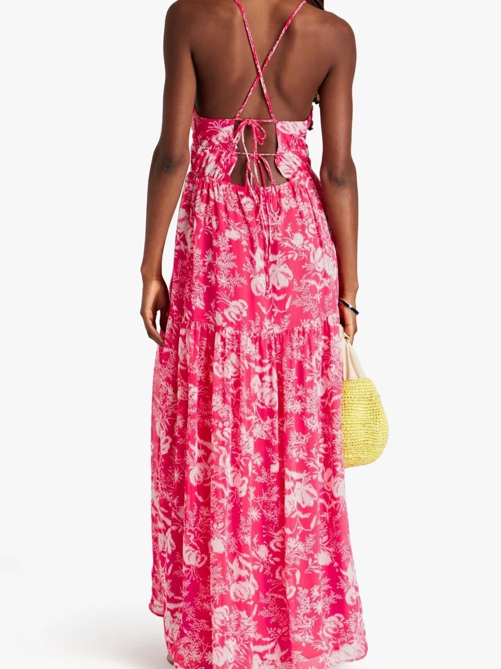 Pink BA&SH Strappy Floral Maxi Dress